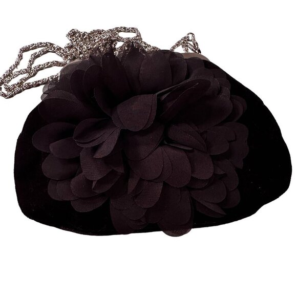 Velvet Flower Crossbody Evening Coin Purses Party Clutch Vintage Handbag Black - Picture 2 of 15